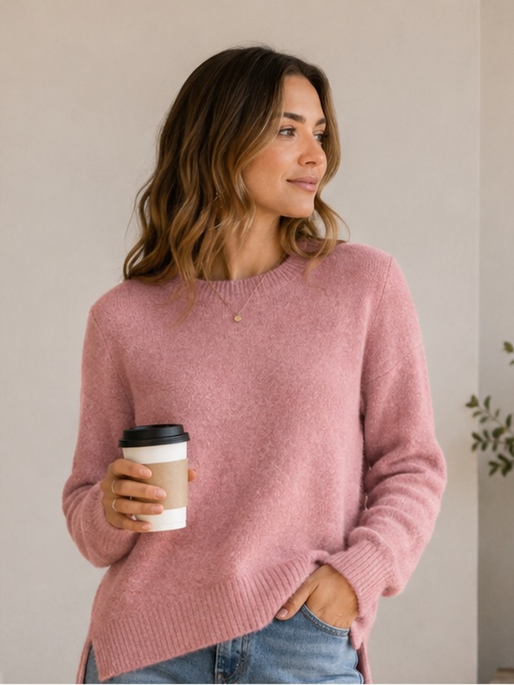 J. Crew Crewneck Wool-Blend Cashmere Feel Extra Soft Sweater in Dusty Rose